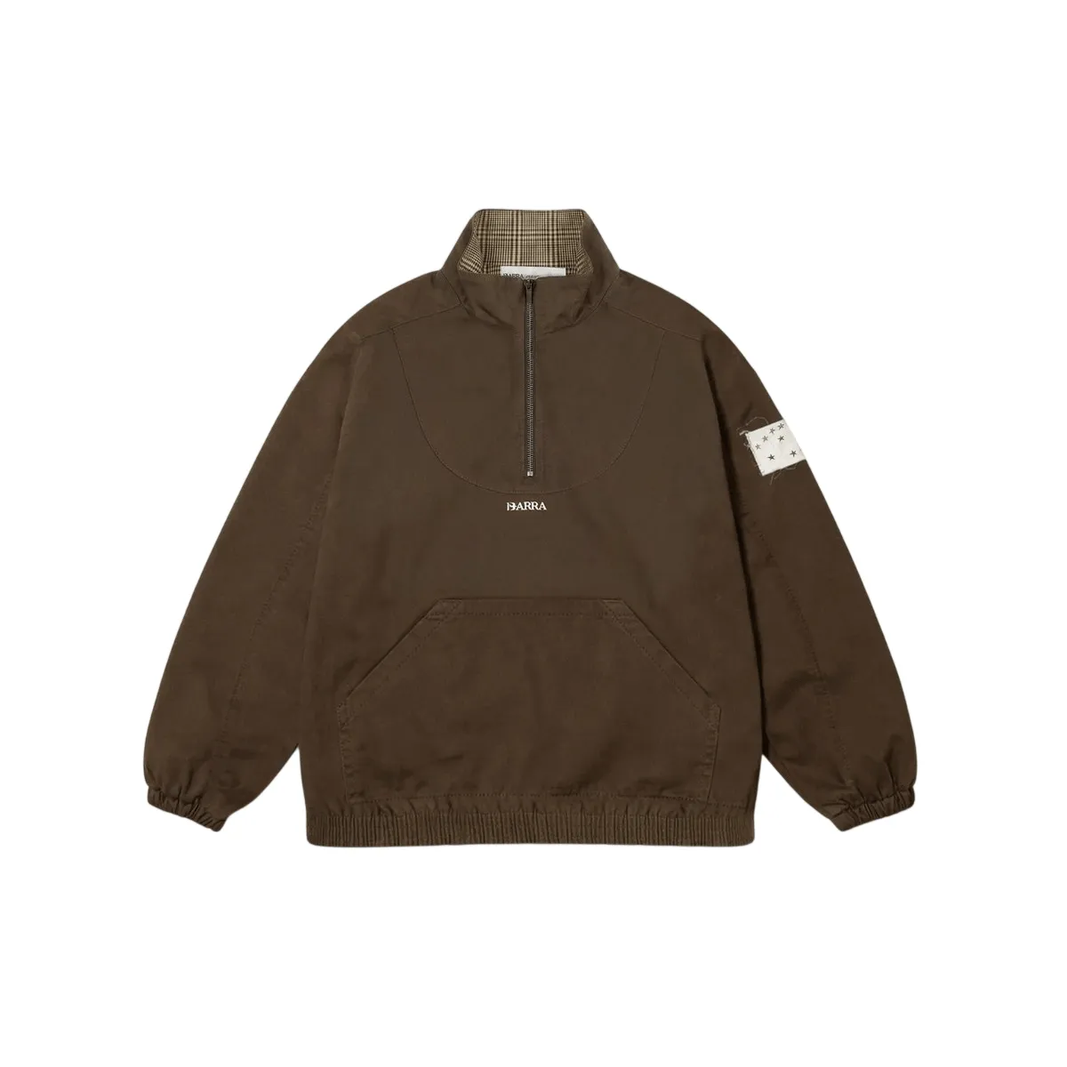 AGASALHO QUARTERZIP BARRA LOGO MARROM