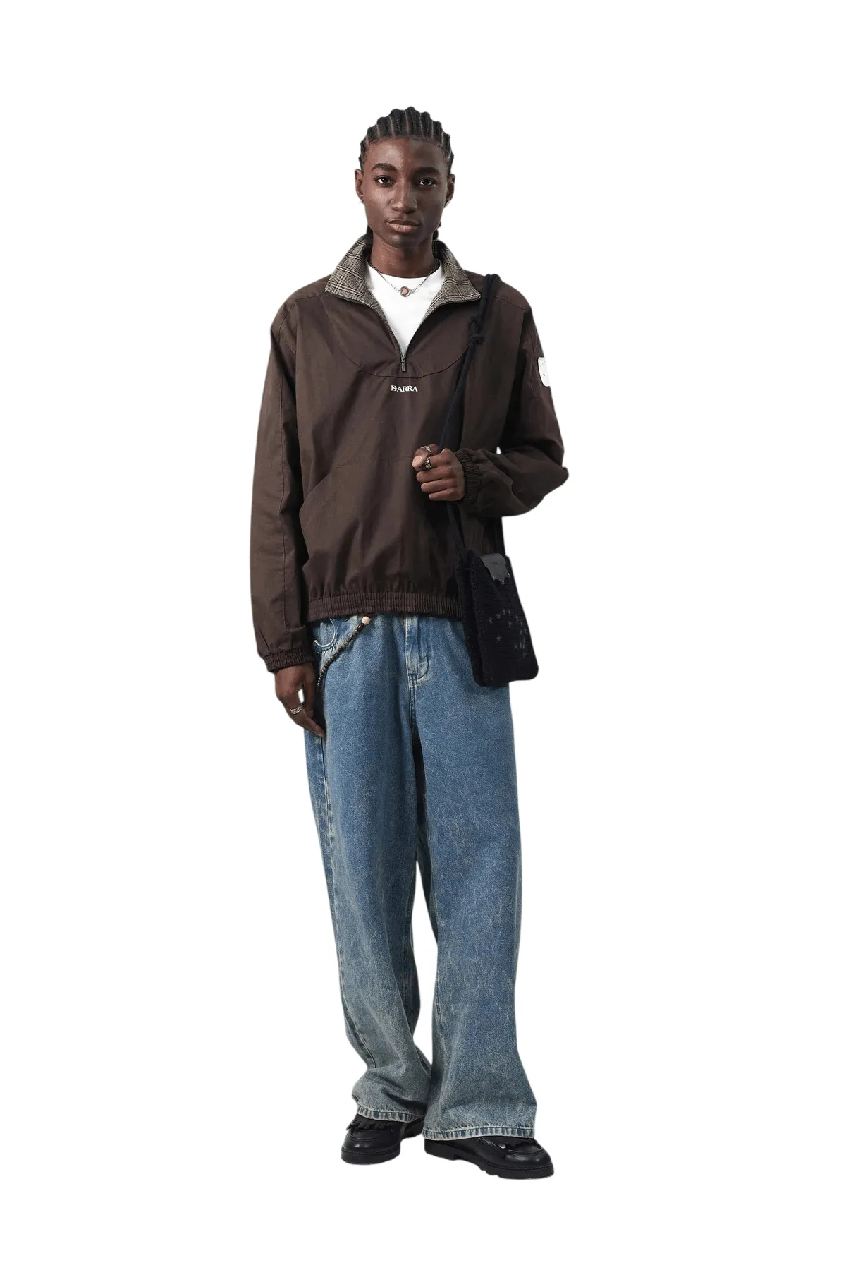 AGASALHO QUARTERZIP BARRA LOGO MARROM - Imagem 5