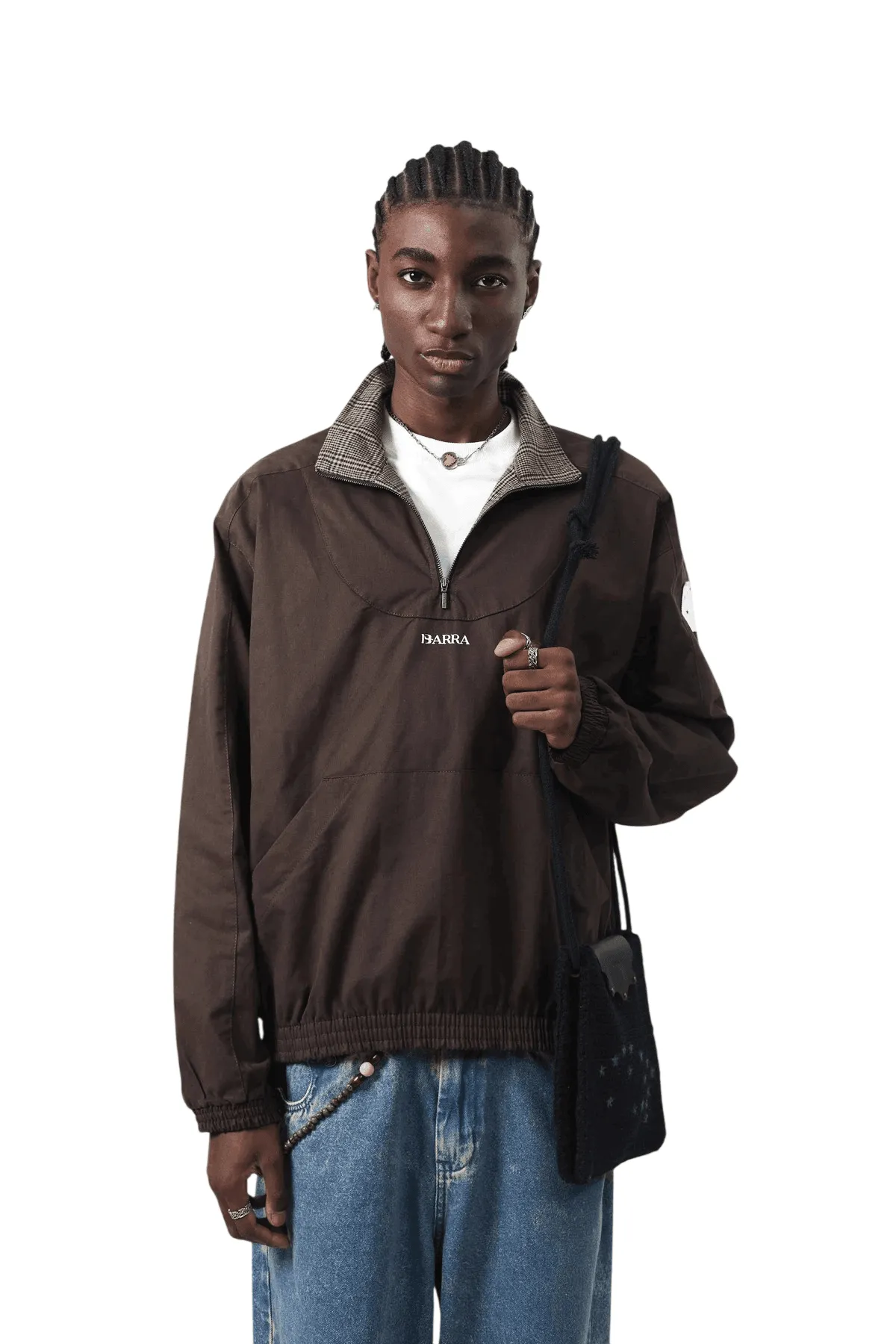 AGASALHO QUARTERZIP BARRA LOGO MARROM - Imagem 4